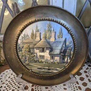 4 Brass Wall Plates Metal Filigree Hologram